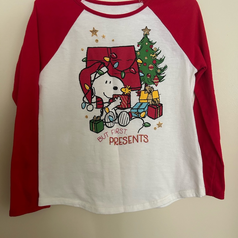 Red and White Snoopy Christmas Long Sleeve Shirt